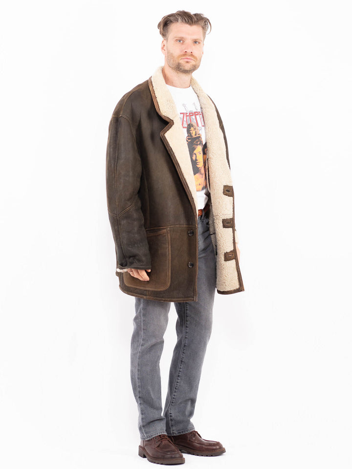 Vintage 80's Men Sheepskin Coat in BrownZ2036