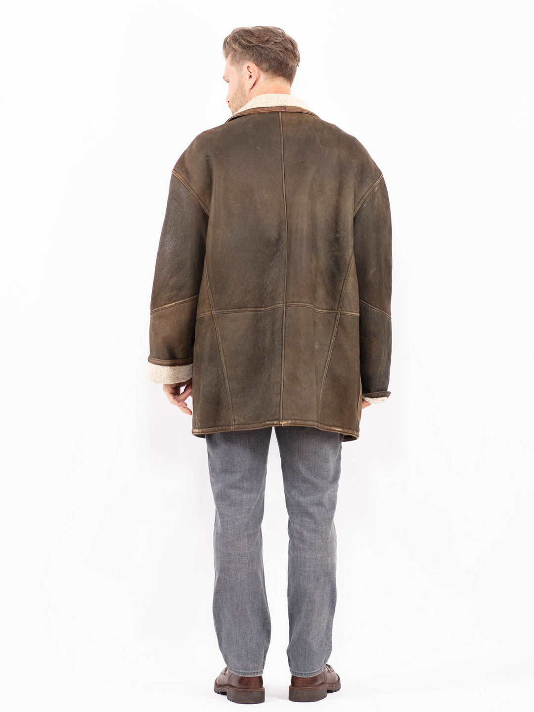 Vintage 80's Men Sheepskin Coat in BrownZ2036