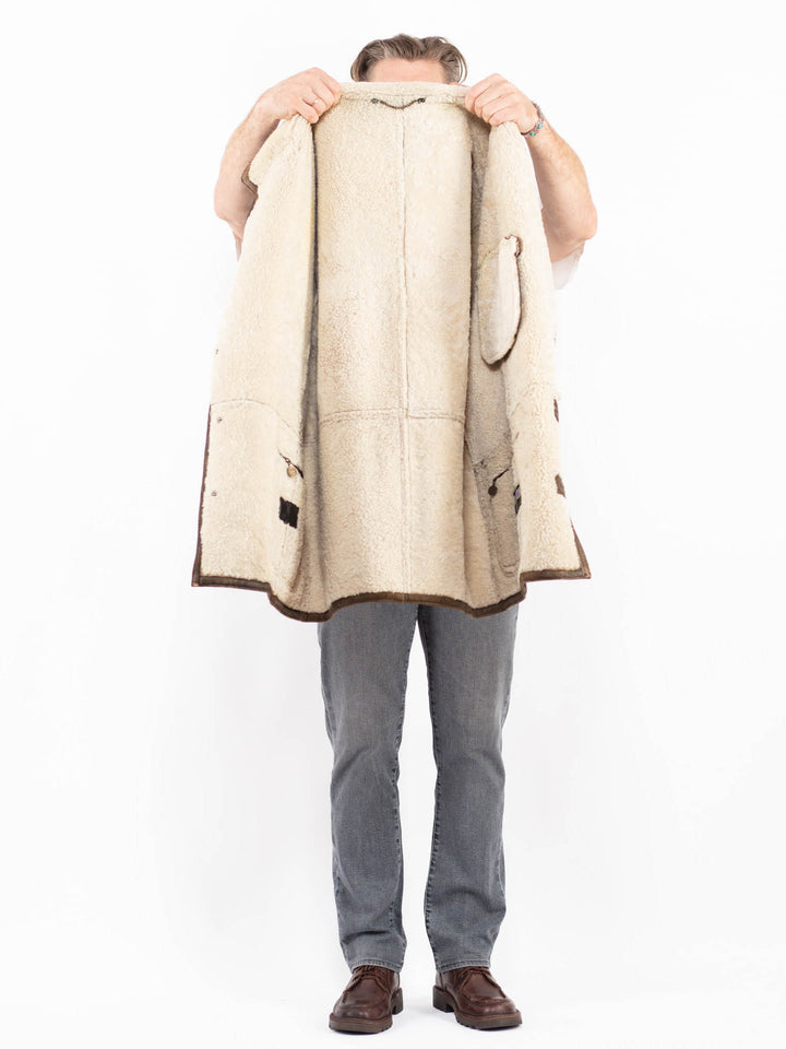 Vintage 80's Men Sheepskin Coat in BrownZ2036