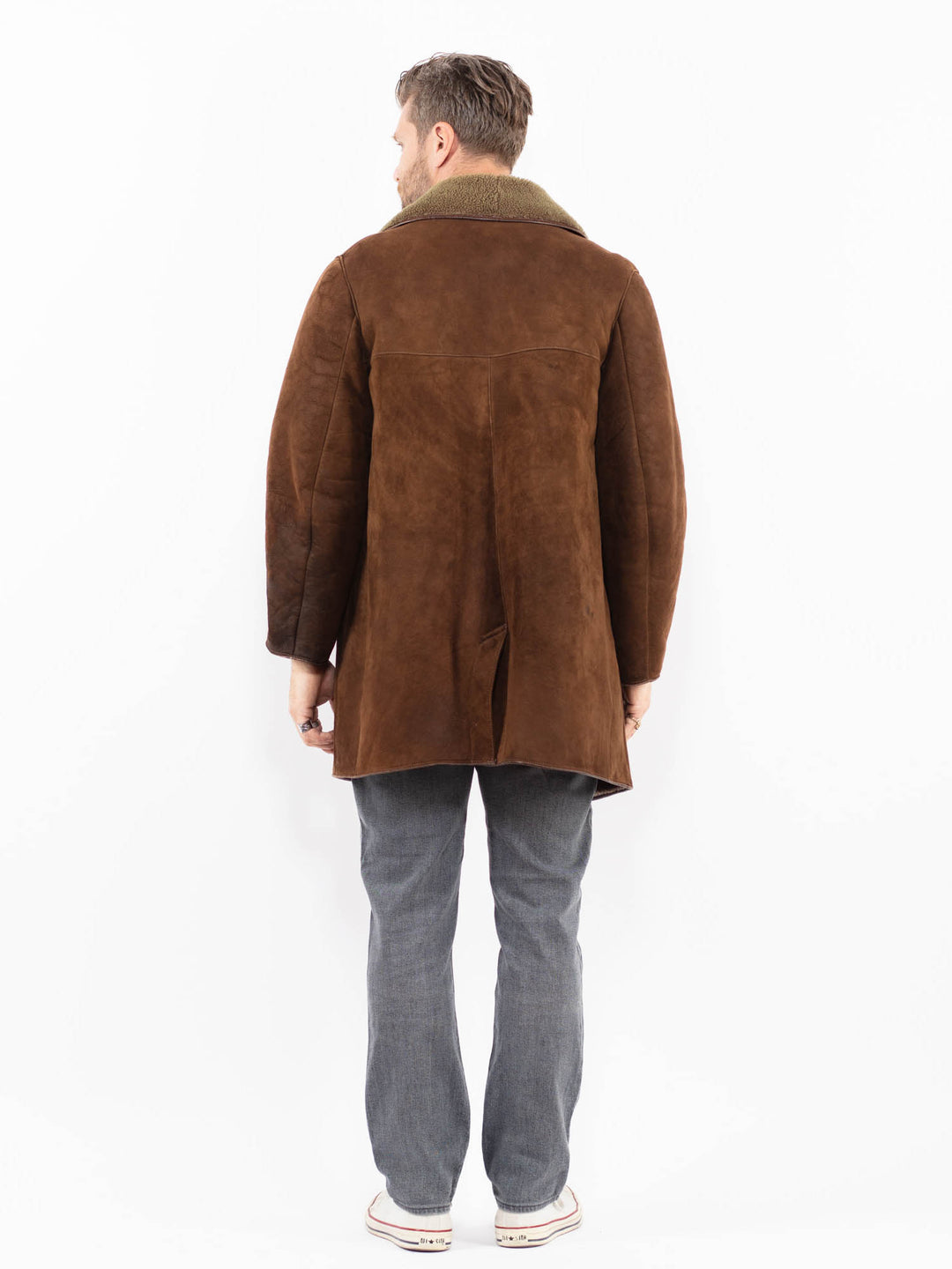 Vintage 80's Men Sheepskin Coat in Brown
