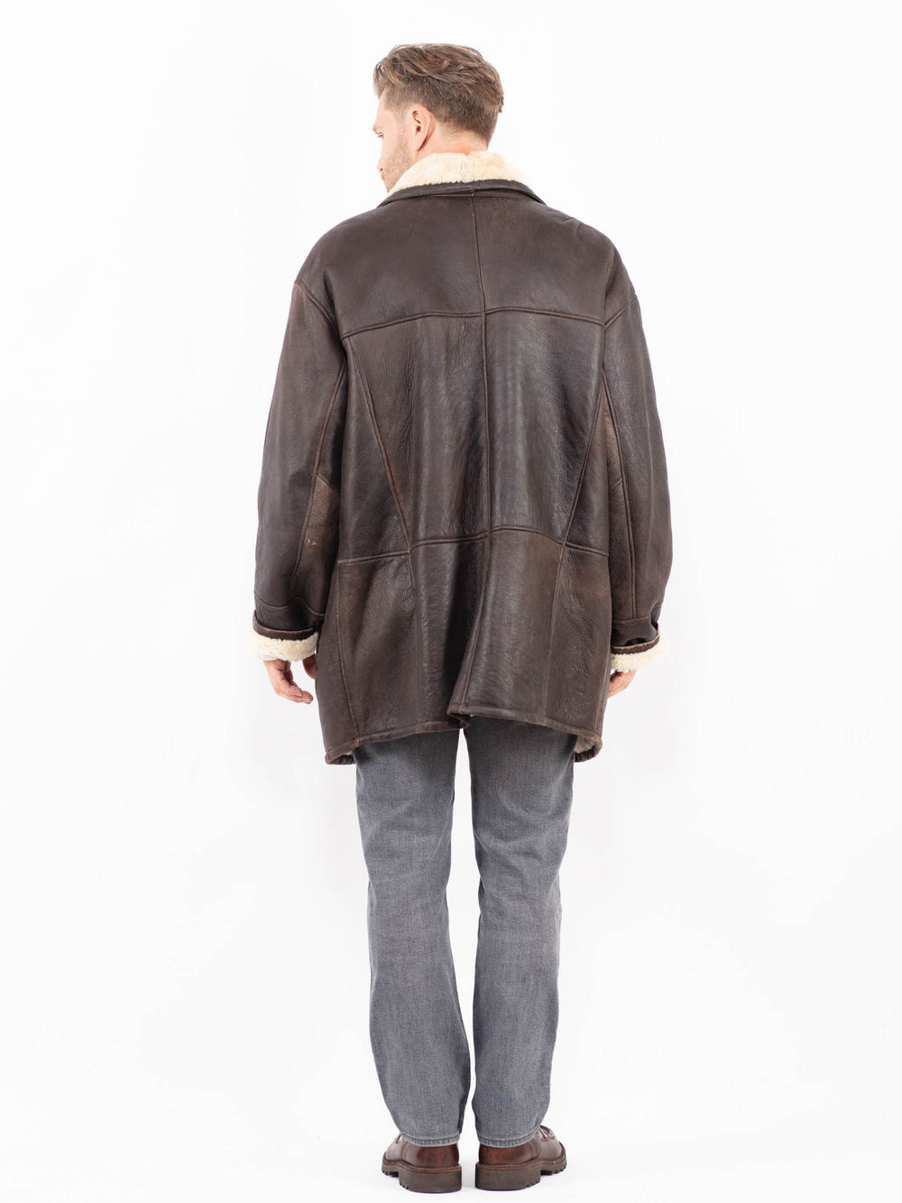Vintage 80's Men Sheepskin Coat in BrownZ2038