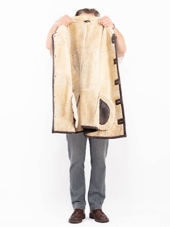 Vintage 80's Men Sheepskin Coat in BrownZ2038