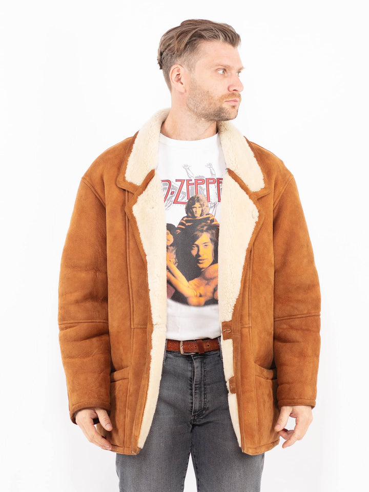 Vintage 80's Men Sheepskin Coat in BrownZ2039