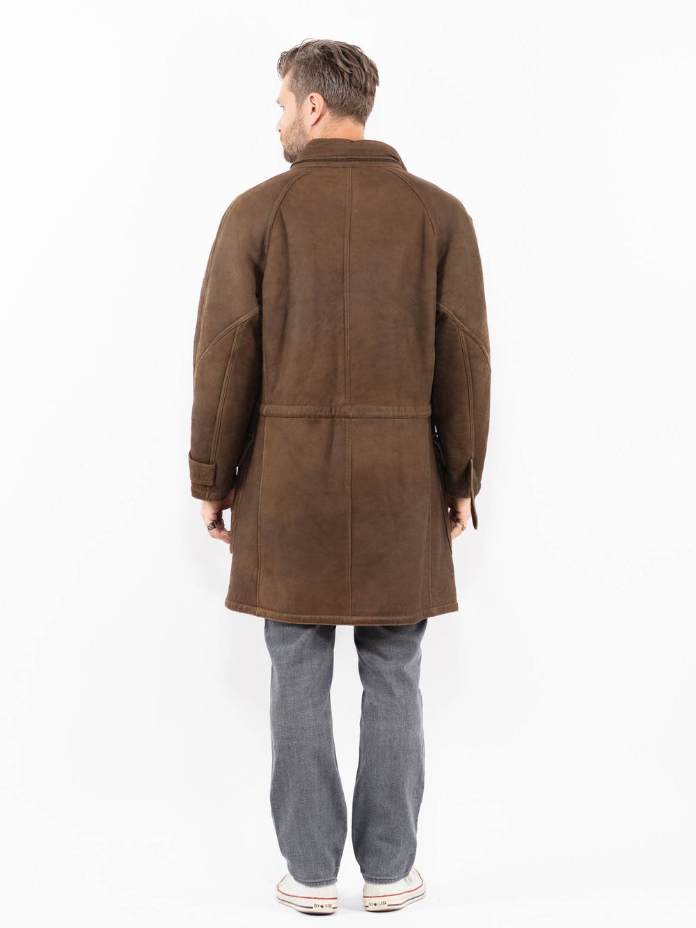 Vintage 80's Men Sheepskin Coat in BrownZ1915