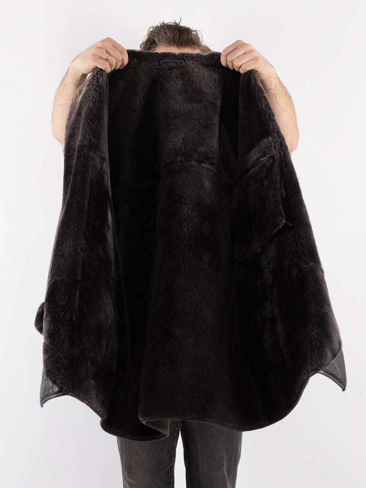 Vintage 80's Men Sheepskin Coat in Gray - NorthernGrip