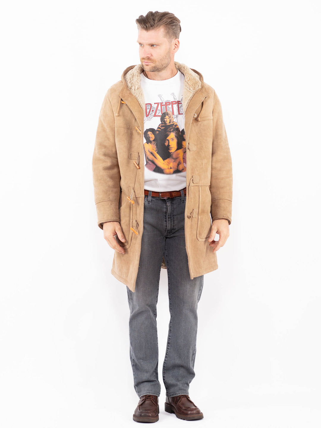 Vintage 80's Men Sheepskin Coat in BeigeZ2041