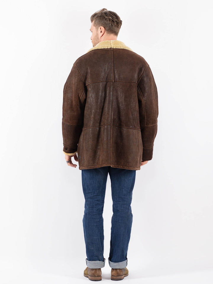 Vintage 80's Men Sheepskin Shearling in BrownZ1511