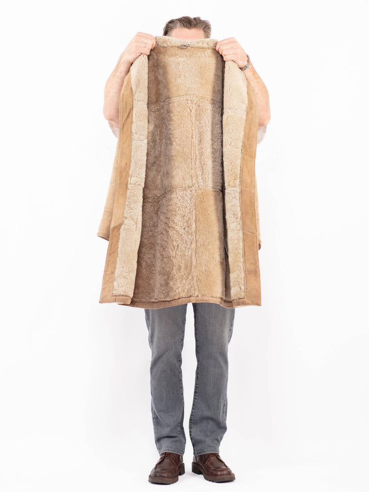 Vintage 80's Men Sheepskin Coat in BeigeZ2041