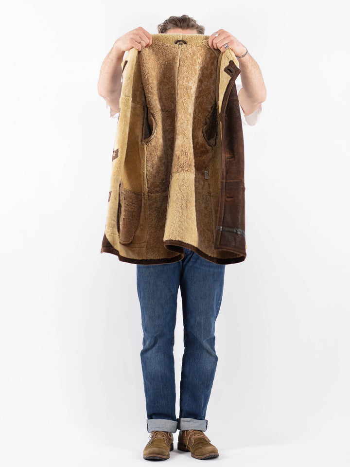 Vintage 80's Men Sheepskin Shearling in BrownZ1511