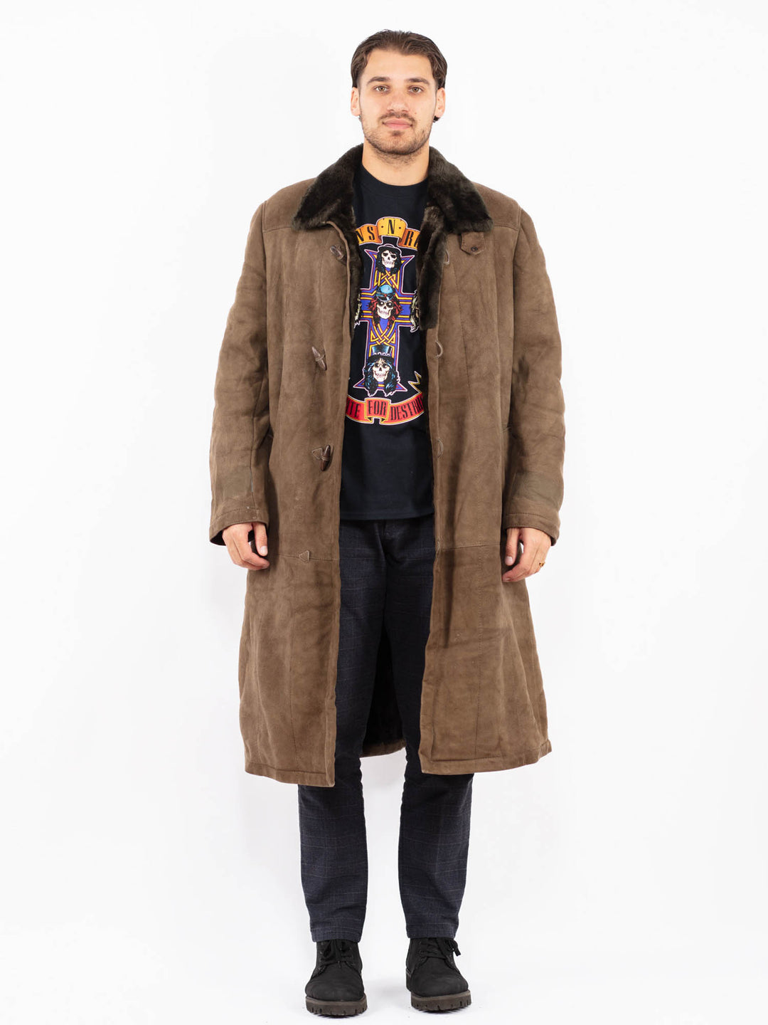 Vintage 80's Men Sheepskin Coat in BrownZ2360