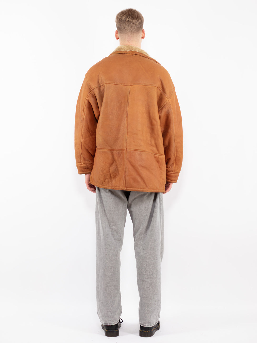 Vintage 80's Men Sheepskin Coat in Brown