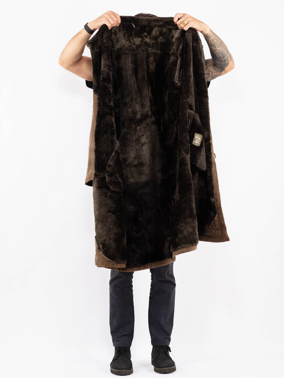 Vintage 80's Men Sheepskin Coat in BrownZ2360