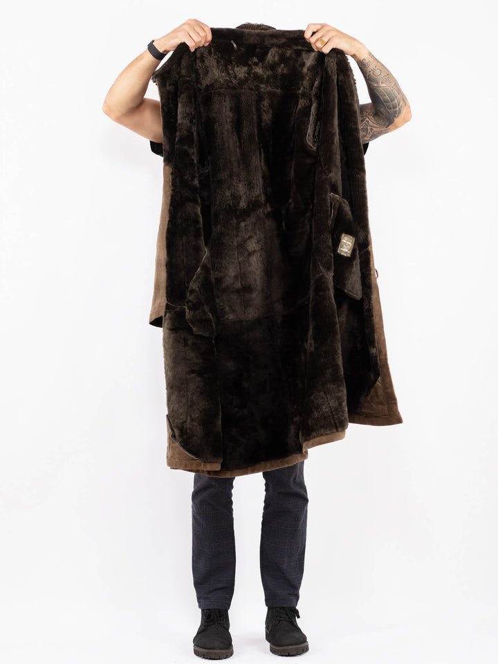 Vintage 80's Men Sheepskin Coat in BrownZ2360