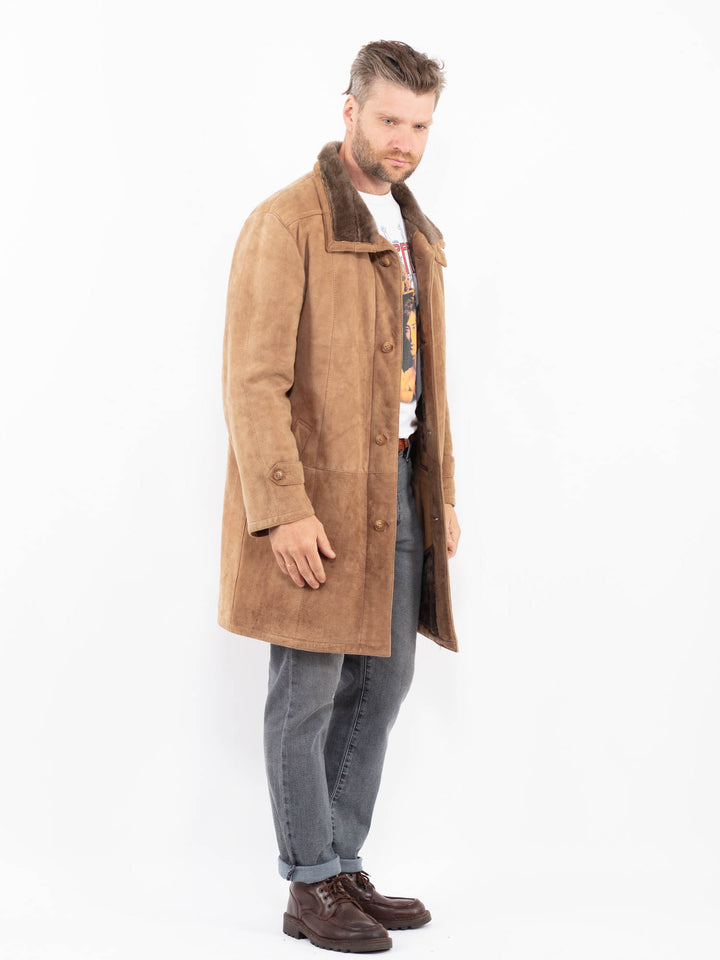 Vintage 80's Men Sheepskin Coat in BeigeZ2270