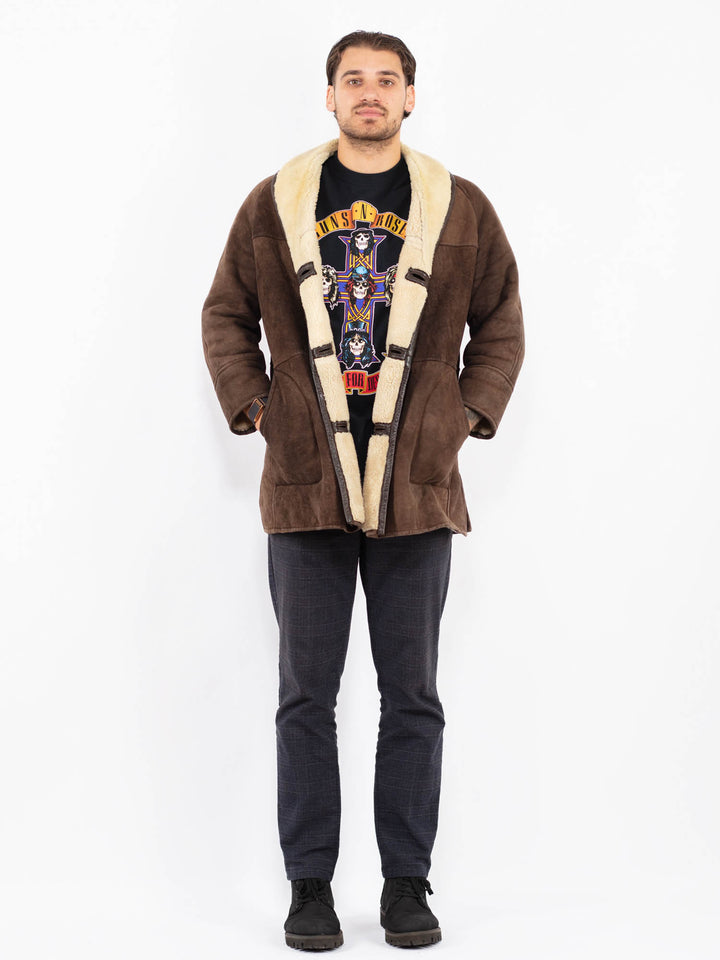 Vintage 80's Men Sheepskin Coat in BrownZ2362