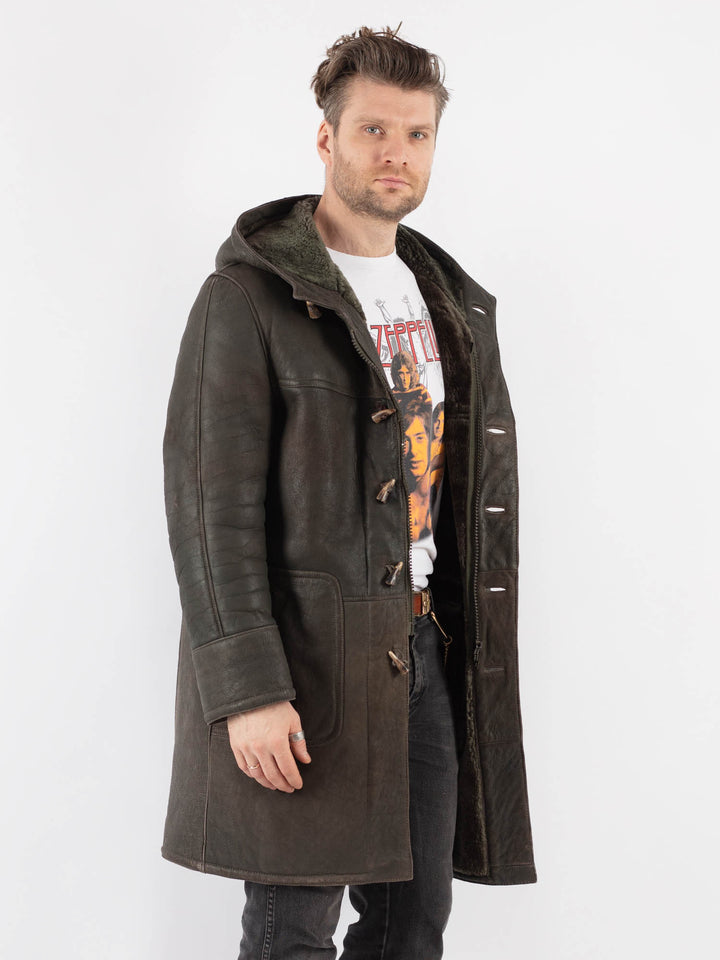 Vintage 80's Men Sheepskin Coat in GrayZ772