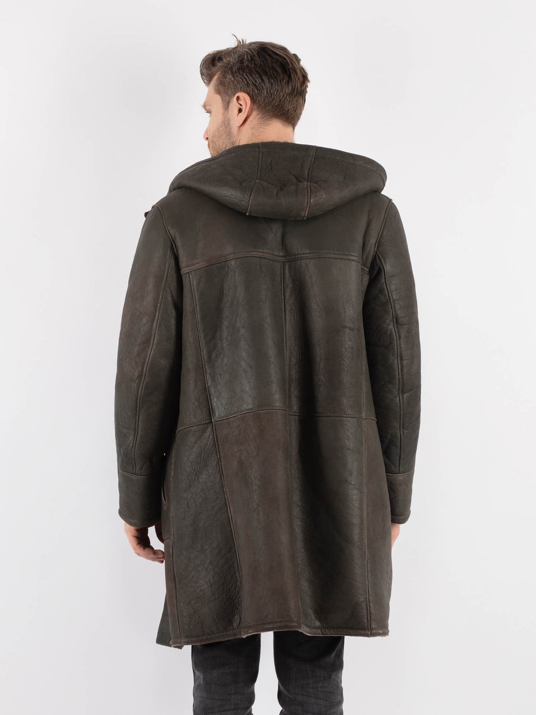 Vintage 80's Men Sheepskin Coat in GrayZ772