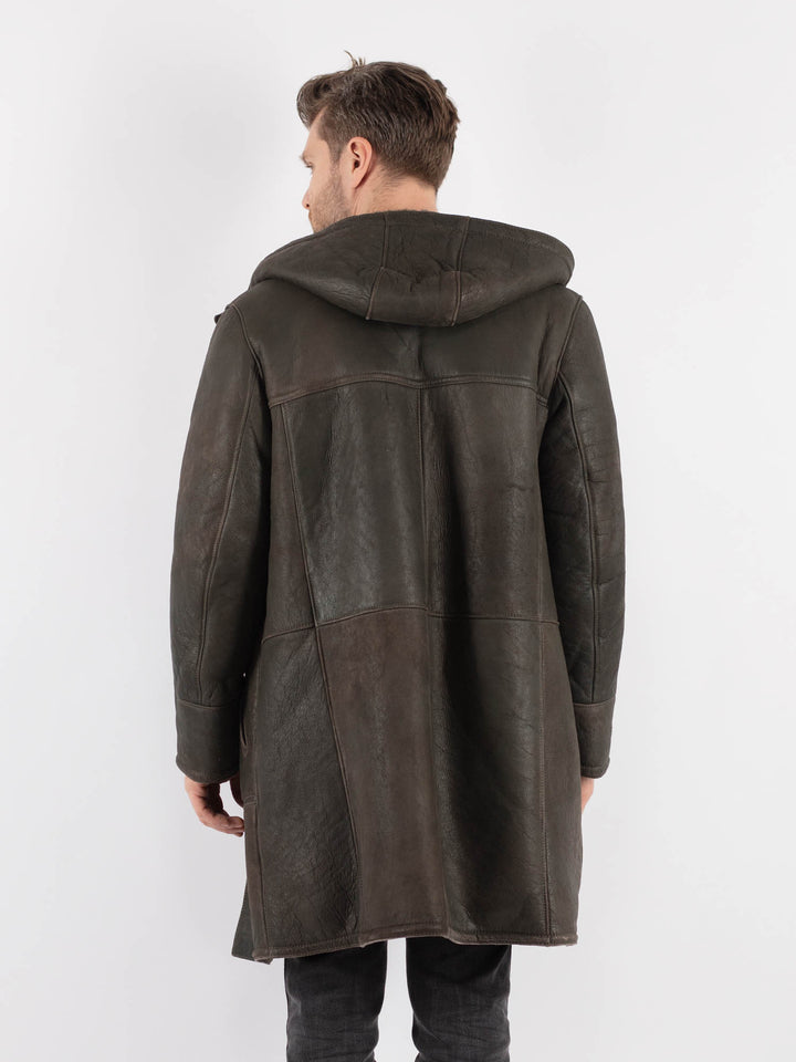Vintage 80's Men Sheepskin Coat in GrayZ772