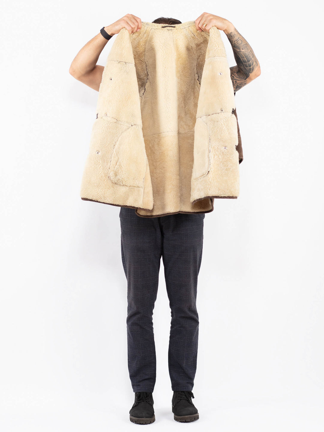 Vintage 80's Men Sheepskin Coat in BrownZ2362