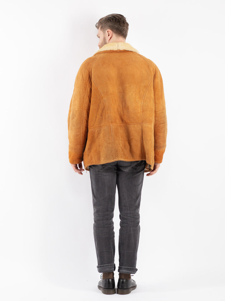 Vintage 80's Men Sheepskin Coat in Brown