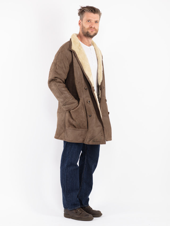 Vintage 80's Women Sheepskin Coat in Brown