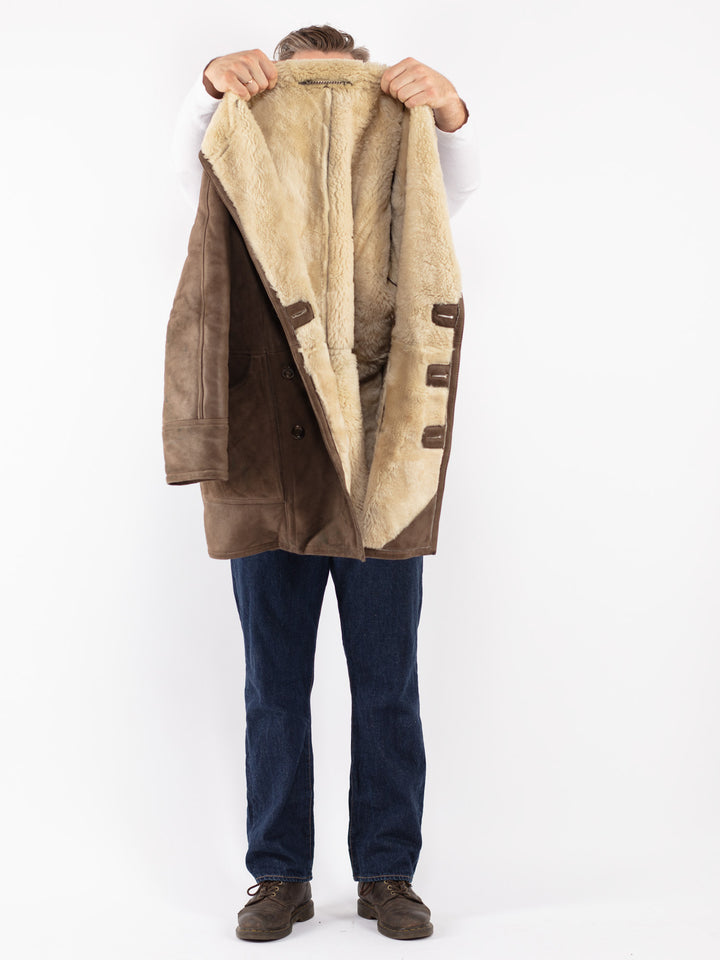 Vintage 80's Women Sheepskin Coat in Brown