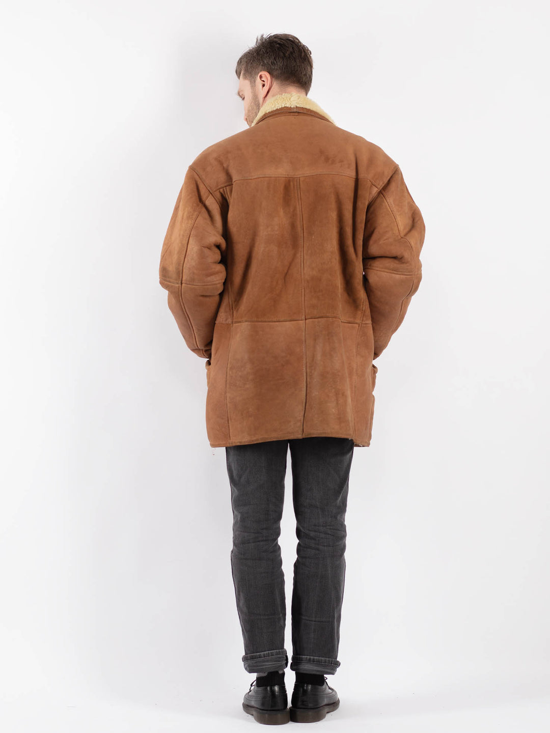 Vintage 80's Men Sheepskin Coat in Brown