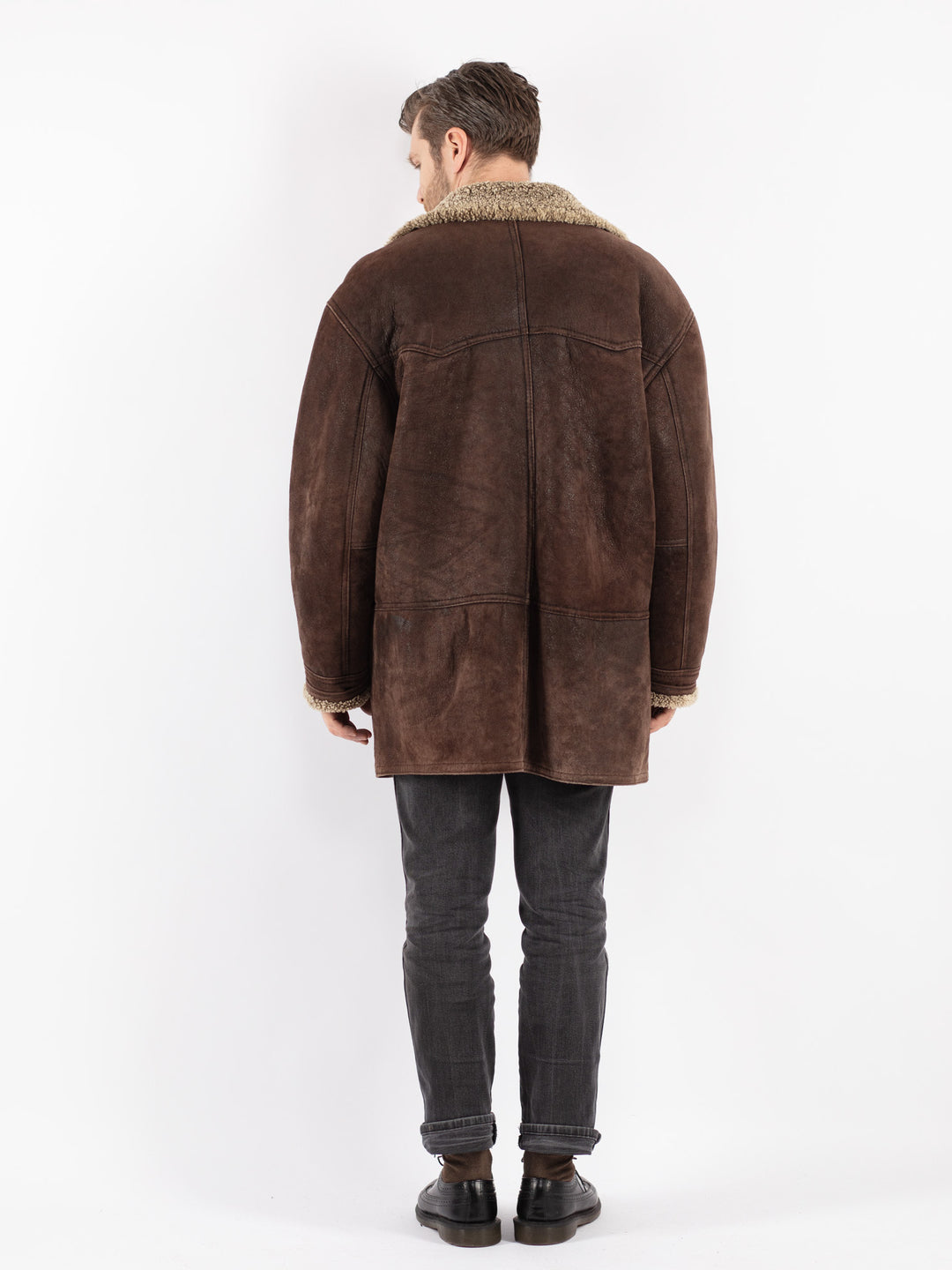 Vintage 80's Men Sheepskin Coat in BrownZ186