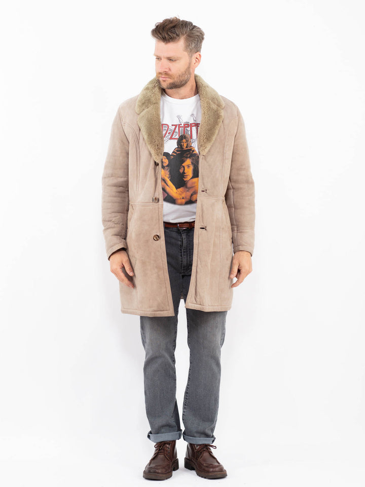Vintage 80's Men Sheepskin Coat in BeigeZ2282