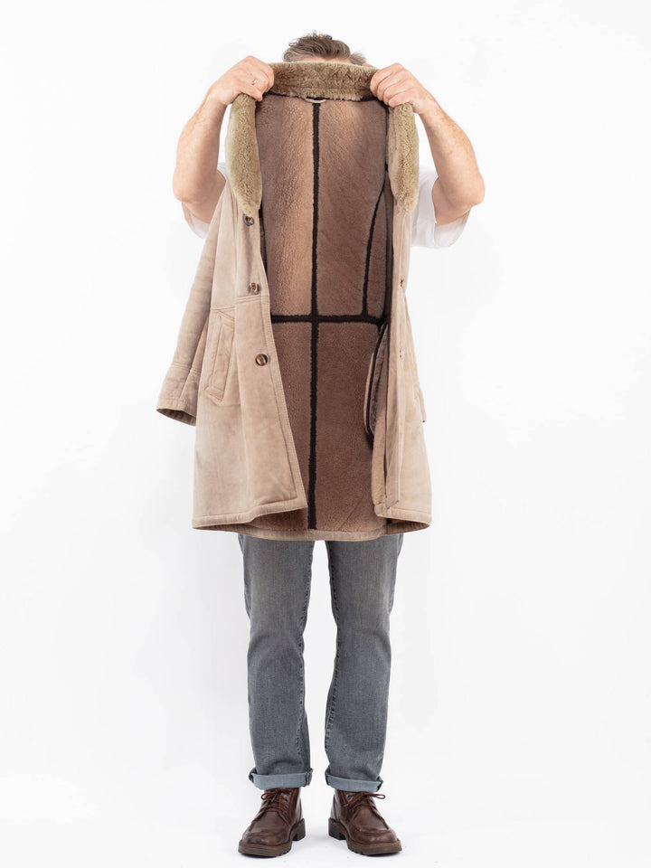 Vintage 80's Men Sheepskin Coat in BeigeZ2282