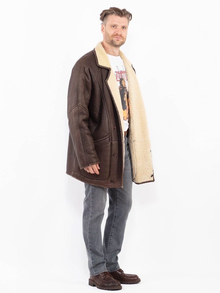 Vintage 80's Men Sheepskin Coat in BrownZ2057