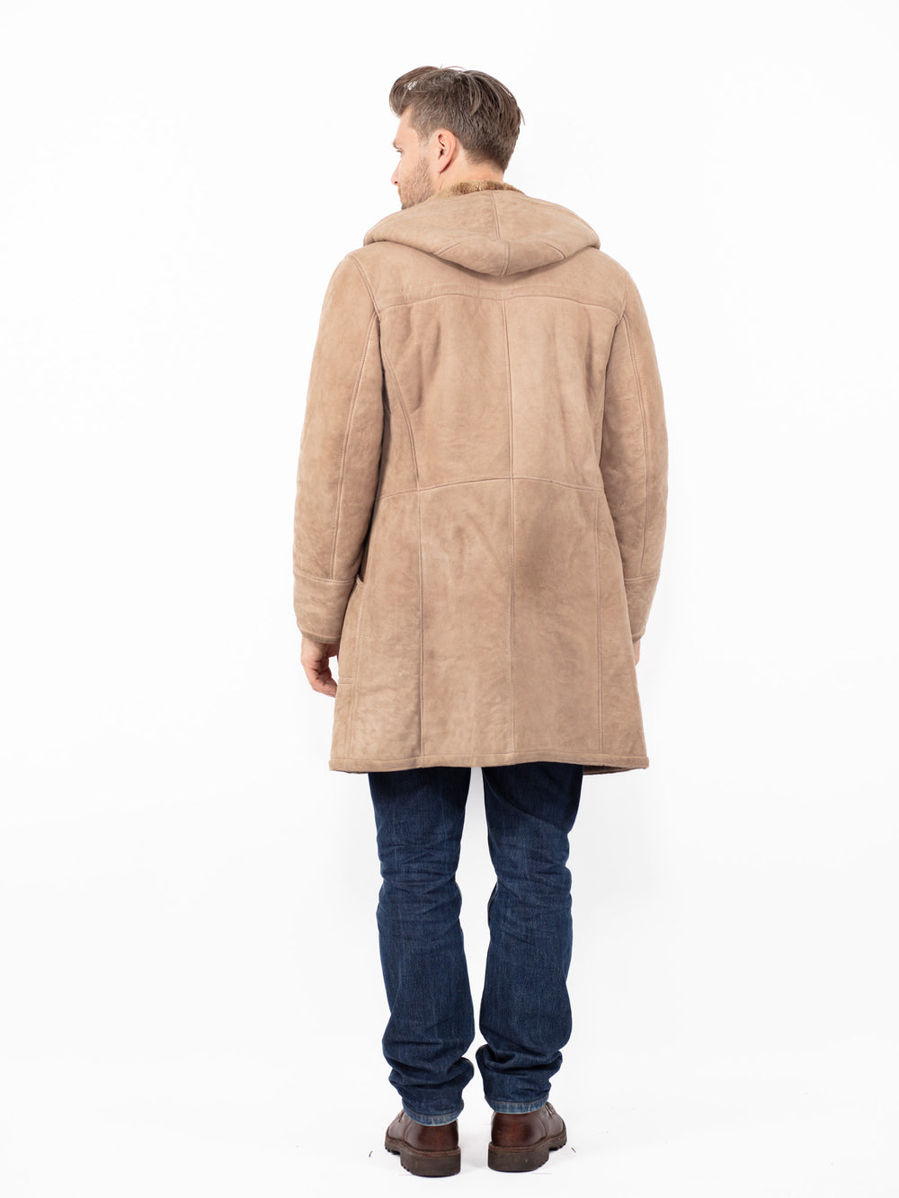 Vintage 80's Men Sheepskin Coat in BeigeZ2553