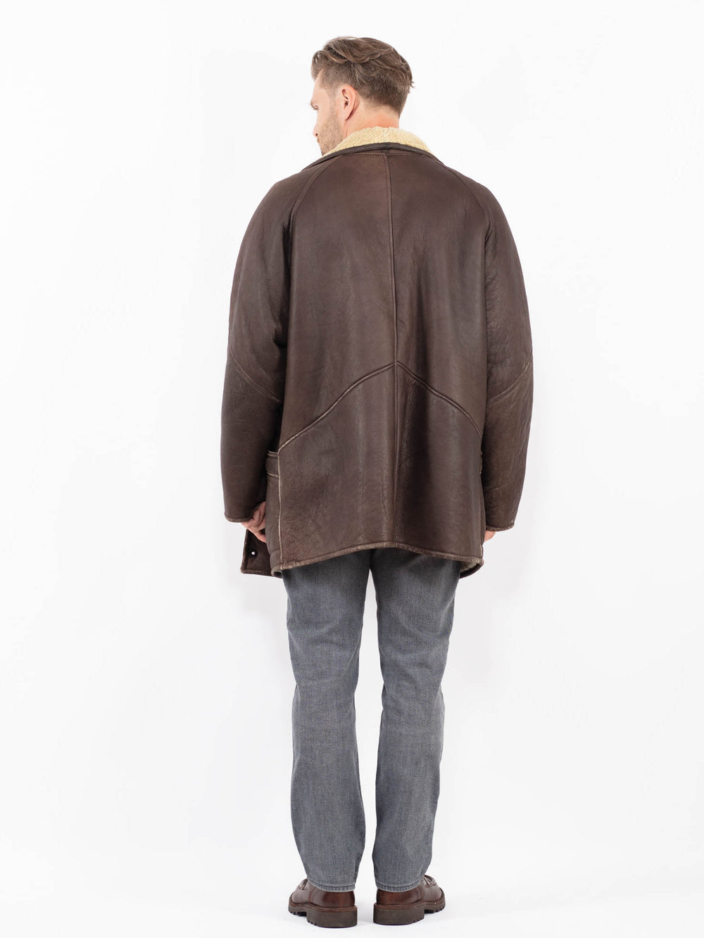 Vintage 80's Men Sheepskin Coat in BrownZ2057