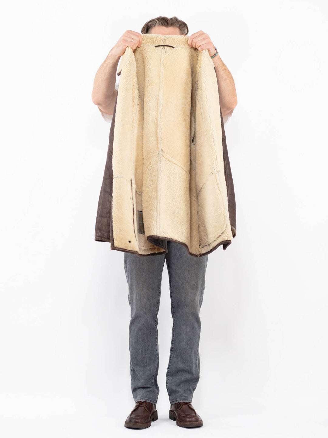 Vintage 80's Men Sheepskin Coat in BrownZ2057