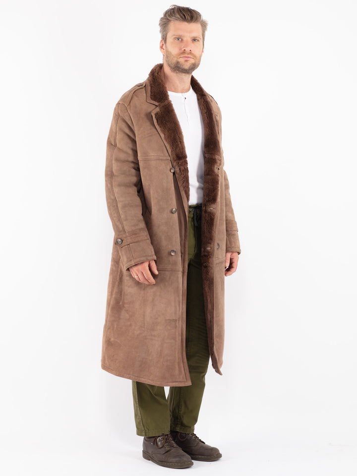 Vintage 80's Men Sheepskin Coat in Brown