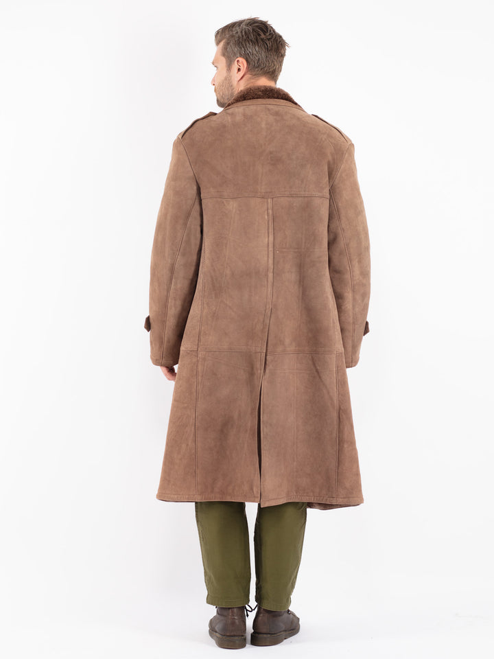 Vintage 80's Men Sheepskin Coat in Brown