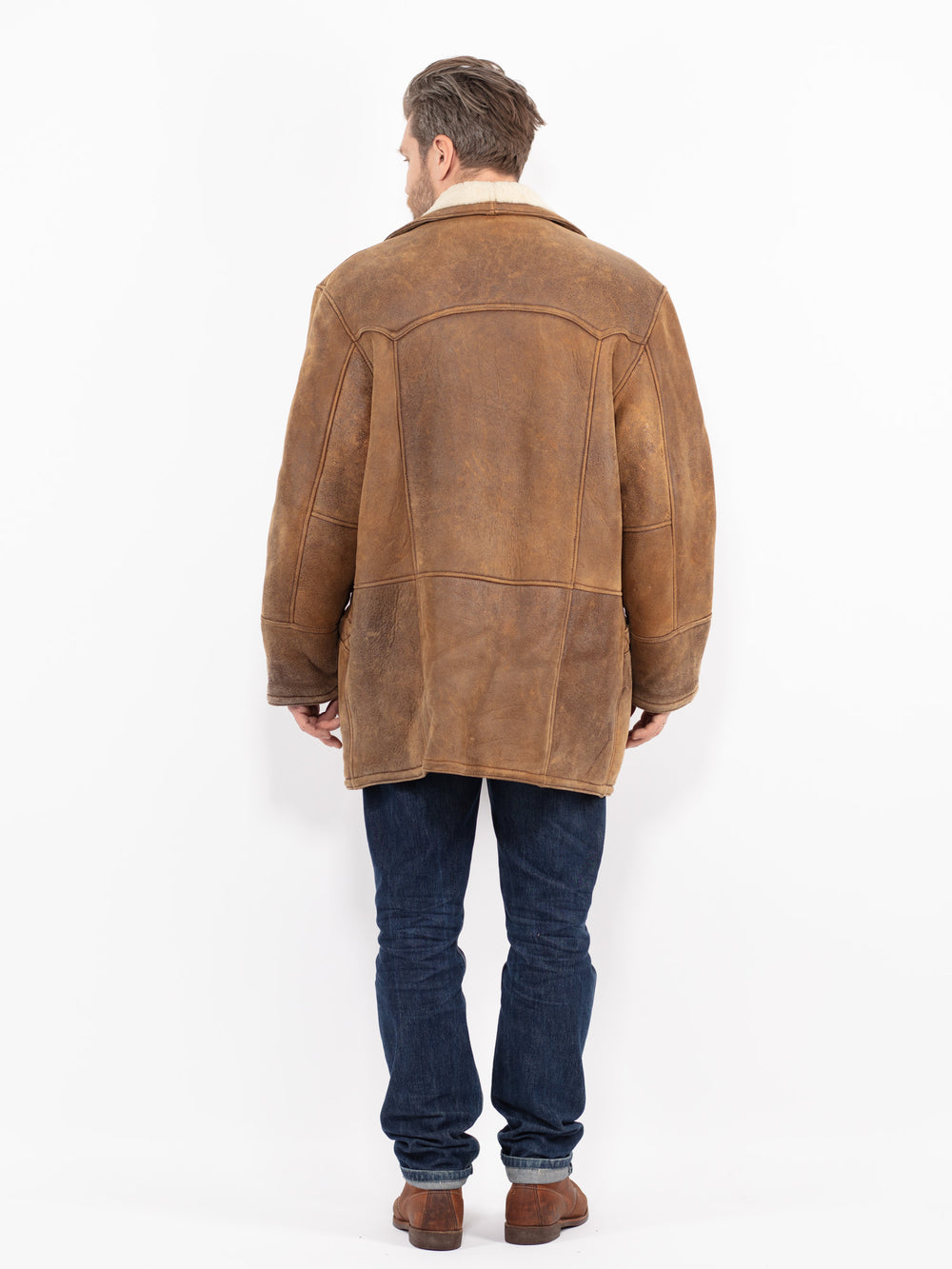 Vintage 80's Men Sheepskin Coat in BrownZ2668