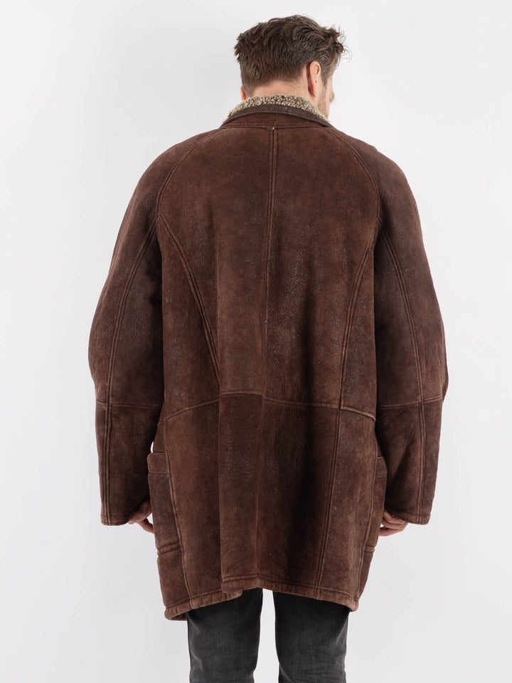 Vintage 80's Men Sheepskin Shearling in BrownZ789