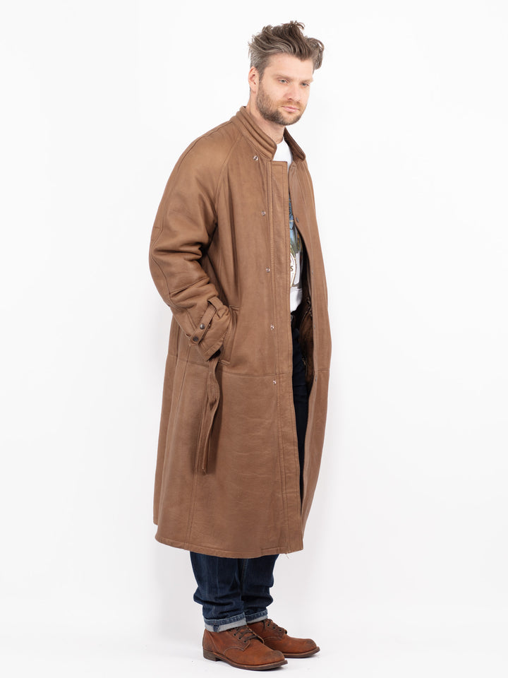 Vintage 80's Men Sheepskin Coat in BrownZ2672