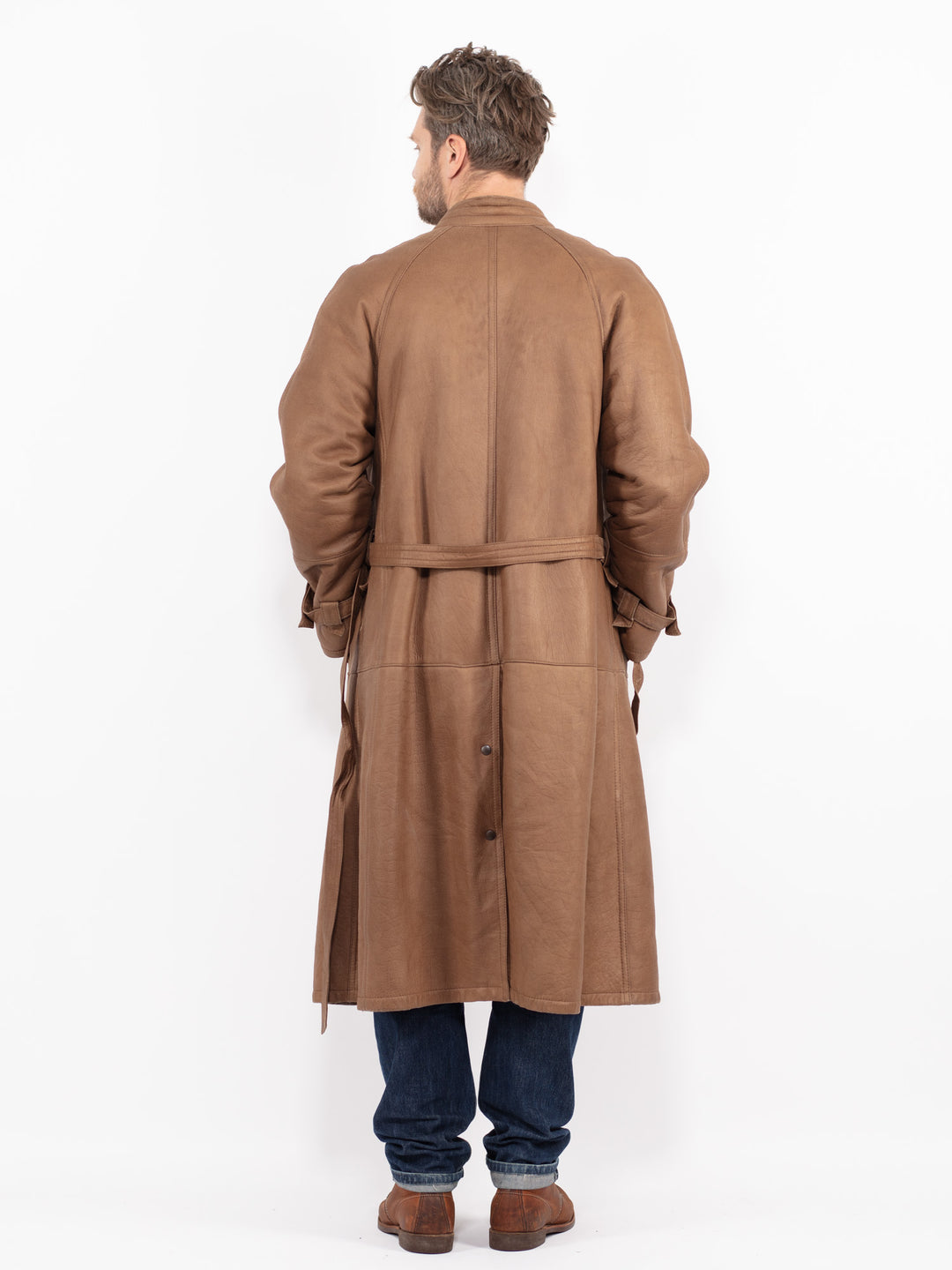 Vintage 80's Men Sheepskin Coat in BrownZ2672