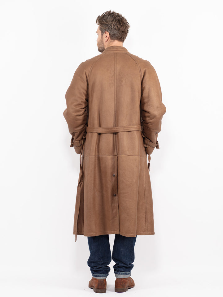 Vintage 80's Men Sheepskin Coat in BrownZ2672