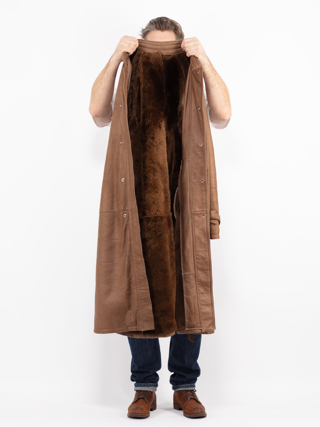 Vintage 80's Men Sheepskin Coat in BrownZ2672