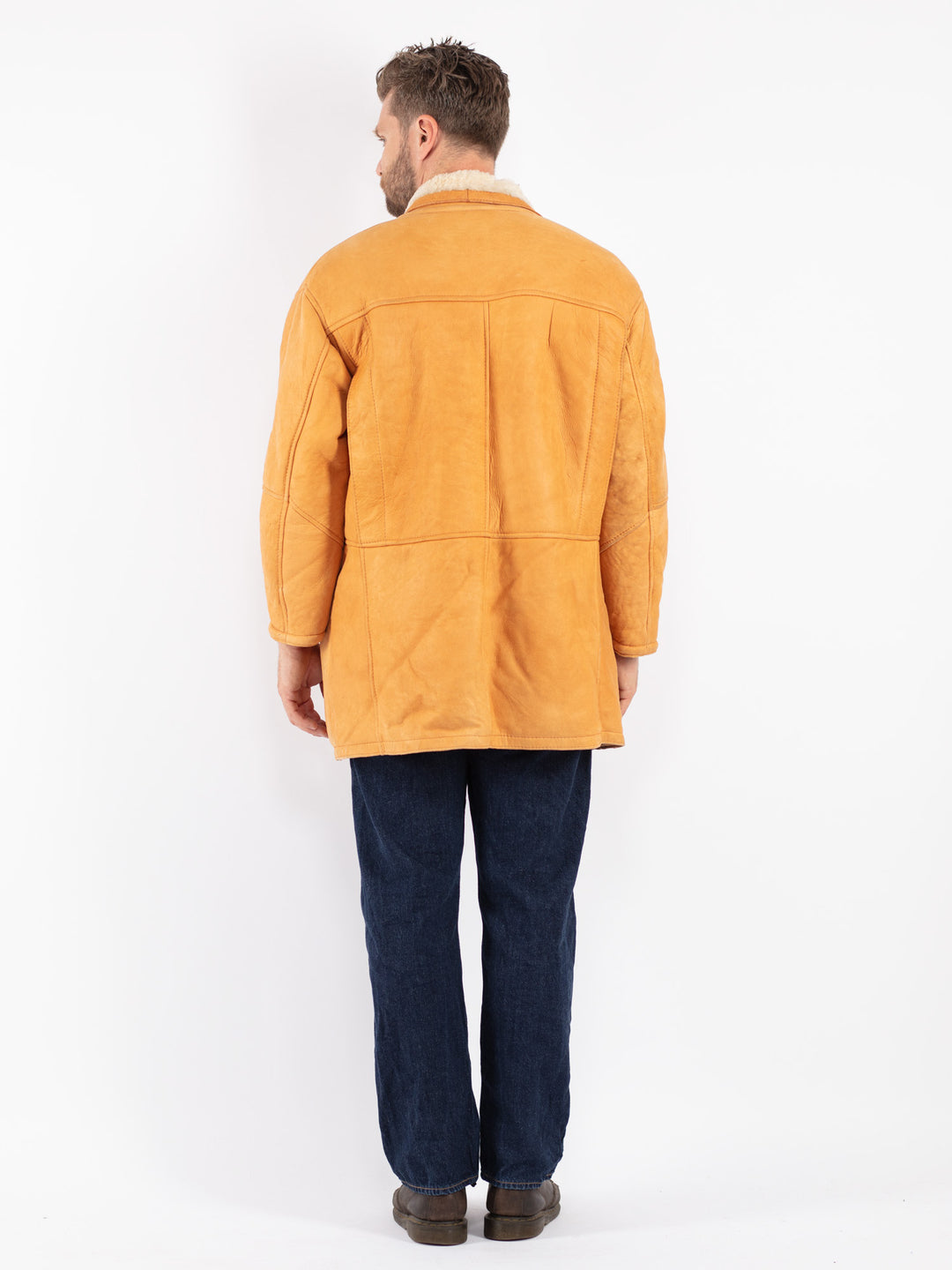 Vintage 80's Men Sheepskin Coat in Brown