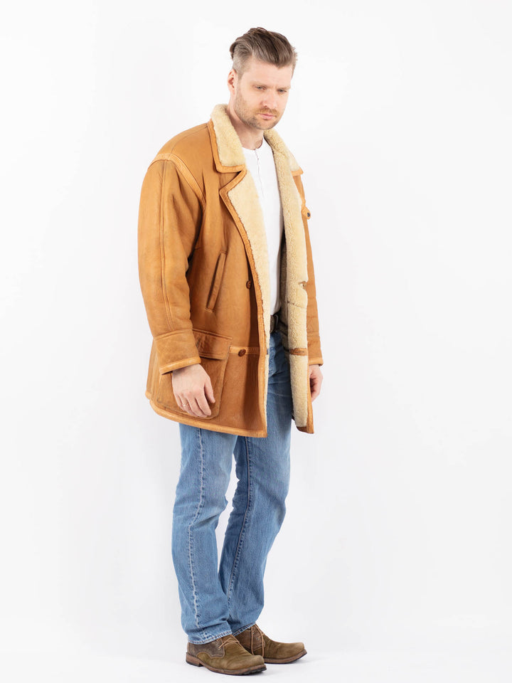 Vintage 80's Men Sheepskin Shearling in BrownZ1418