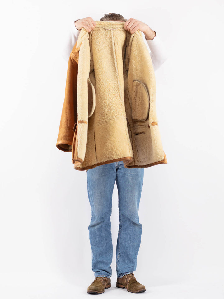 Vintage 80's Men Sheepskin Shearling in BrownZ1418