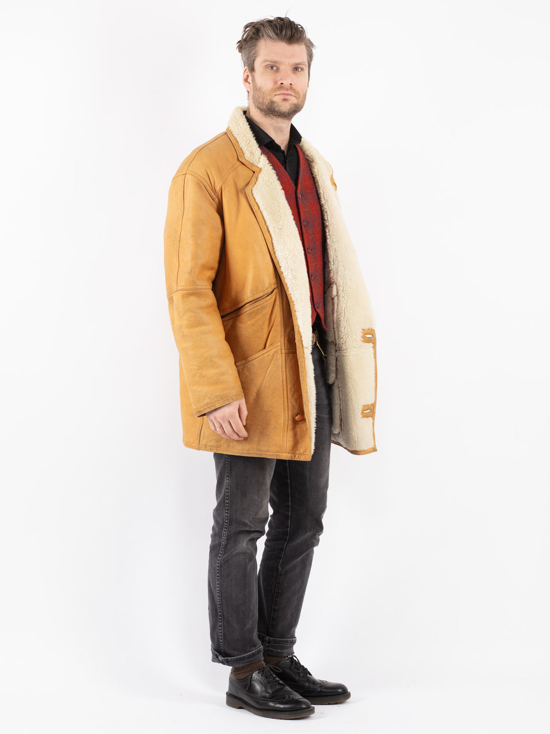 Vintage 90's Men Sheepskin in BeigeZ194