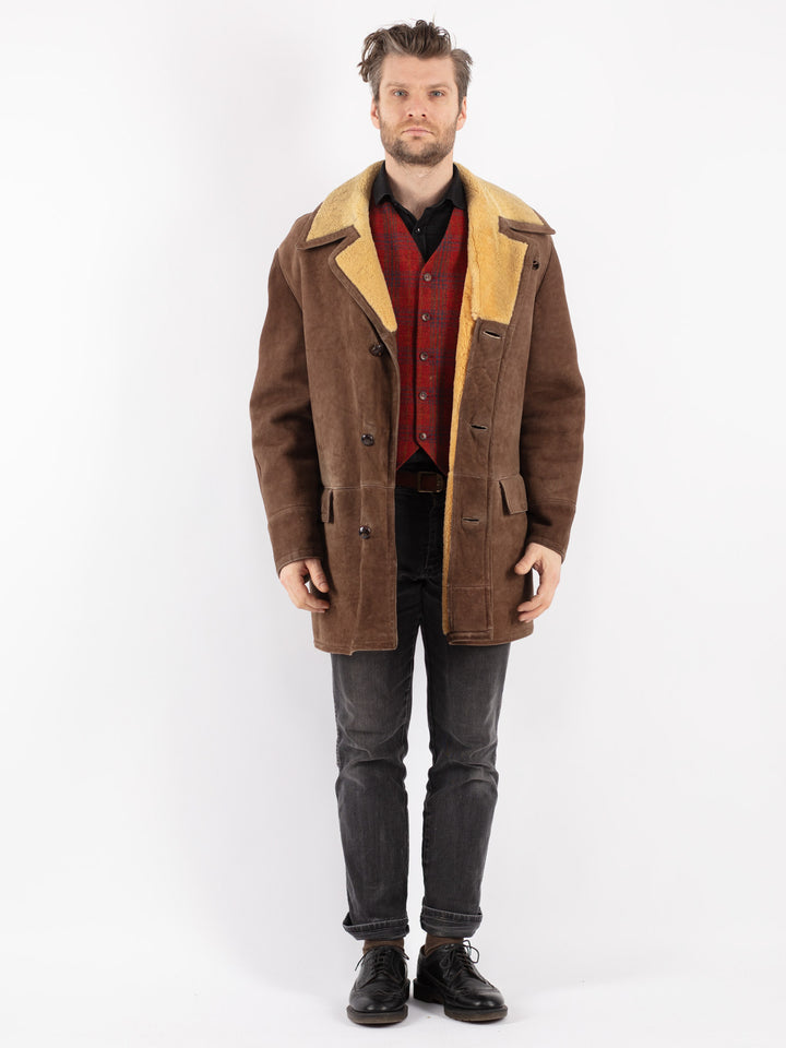 Vintage 80's Men Sheepskin Coat in BrownZ195