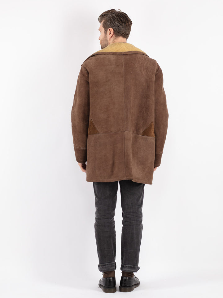 Vintage 80's Men Sheepskin Coat in BrownZ195