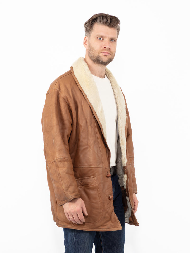 Vintage 80's Men Sheepskin Coat in BrownZ2561