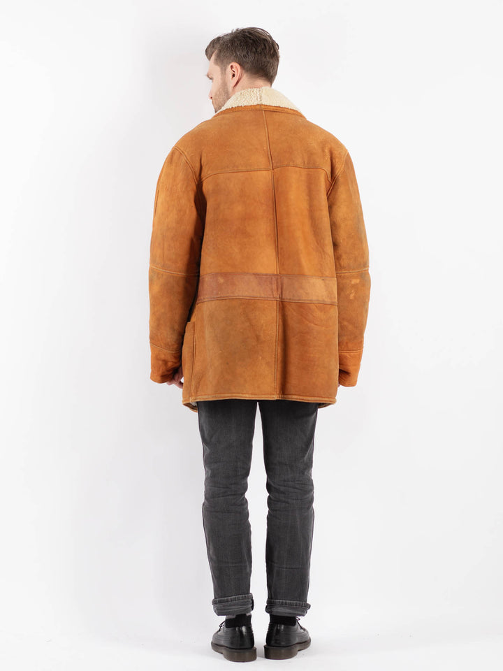 Vintage 80's Men Sheepskin Coat in Brown
